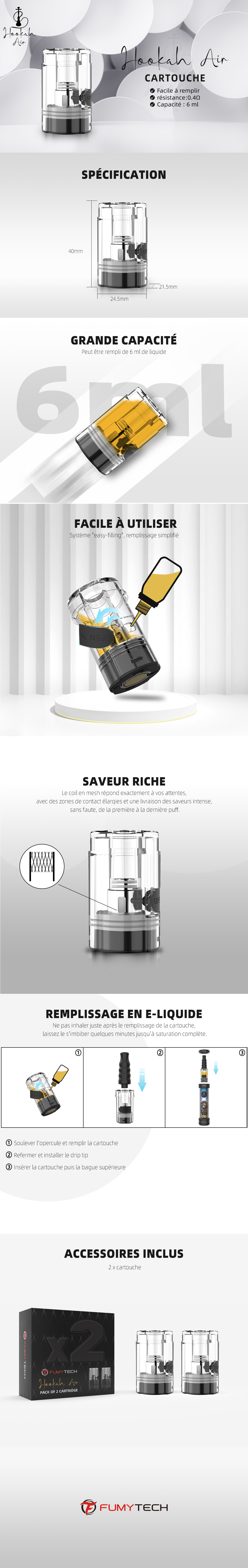 Cartouche vide Hookah Air 6ml 